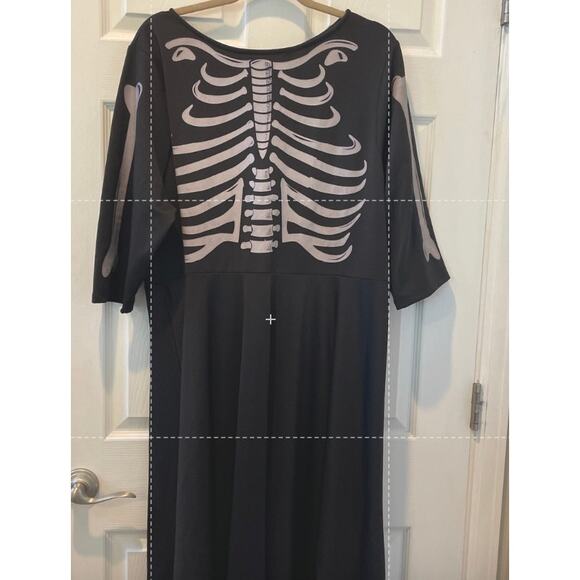 Unique Vintal glow-in-the-dark Unique Vintage Black Skeleton Dress SZ 4X #33 - Picture 1 of 6